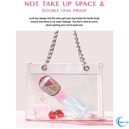 Portable Dog Water Bottle with Built-In Food Container & Drinking Feeder