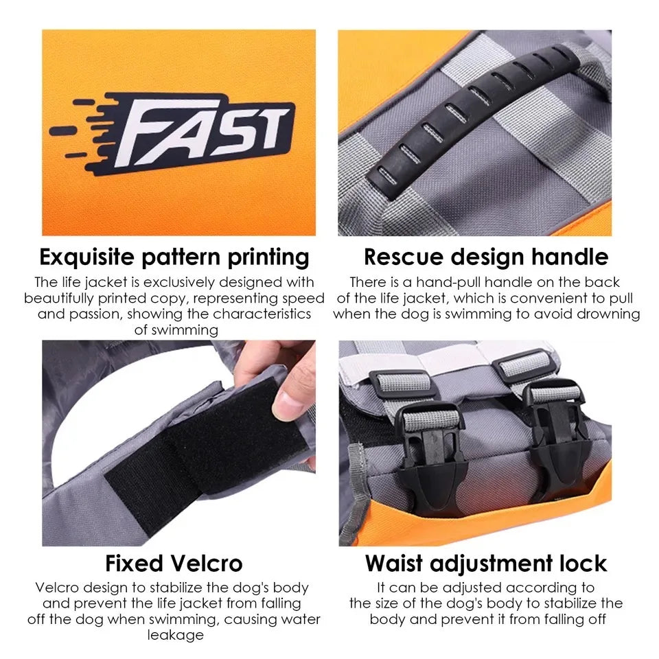 Reflective Dog Life Jacket – Adjustable Summer Swimming Vest