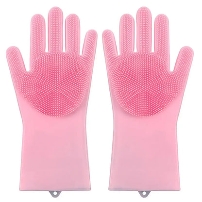Pet Grooming Gloves Silicone (Pink & Blue)